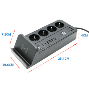3000W-os hosszabbító 4 USB csatlakozóval és vezeték nélküli töltővel – 3 méter (THM) - Image 6