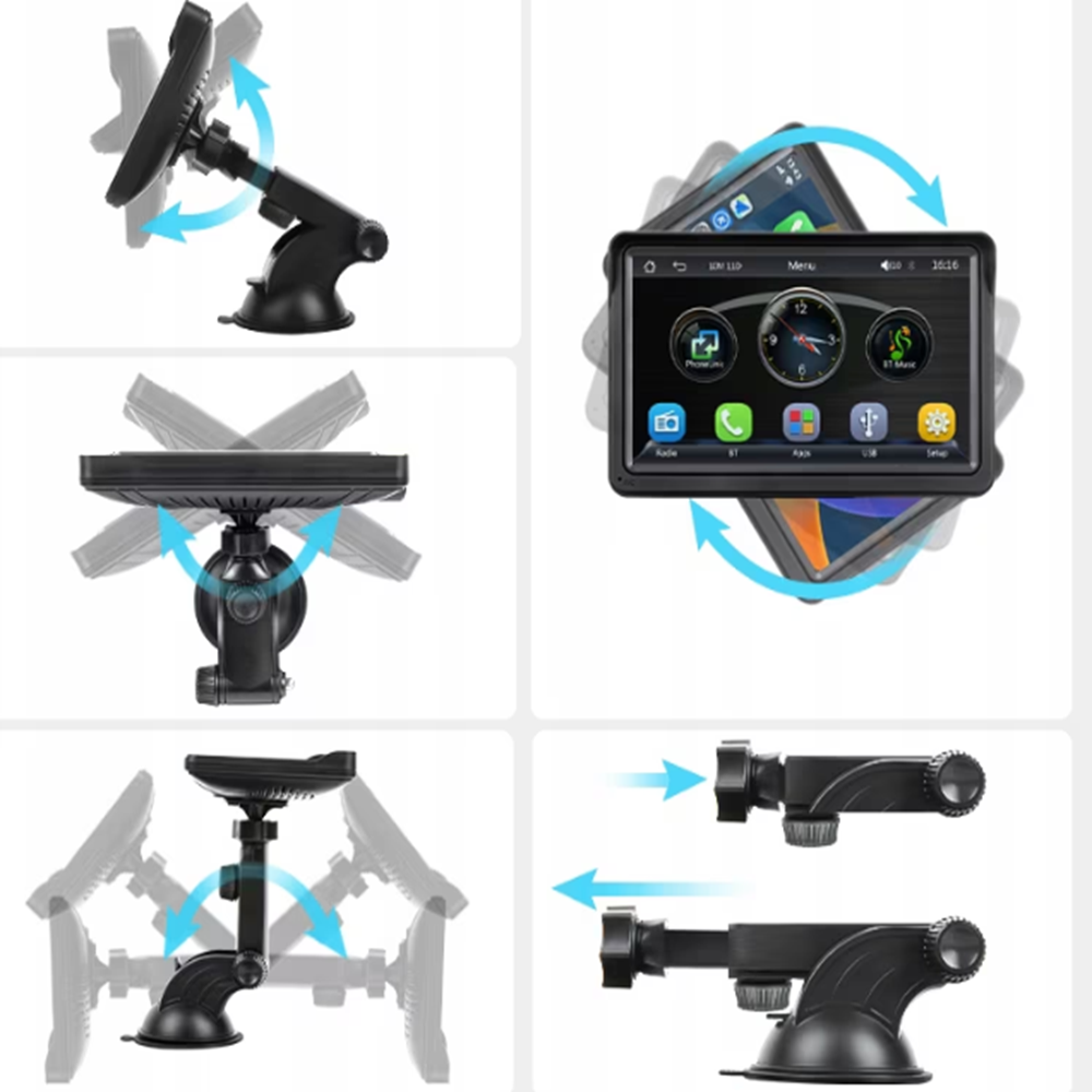 Autós multimédiás navigációs rendszer – 7-os HD érintőképernyő, CarPlay & Android Auto, Bluetooth 5.4, FMAUX, TF kártyahely SD7299 (THM)10