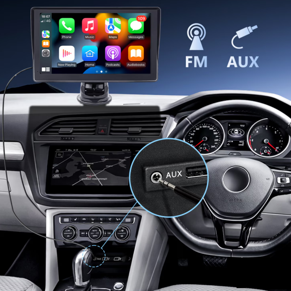 Autós multimédiás navigációs rendszer – 7-os HD érintőképernyő, CarPlay & Android Auto, Bluetooth 5.4, FMAUX, TF kártyahely SD7299 (THM)3