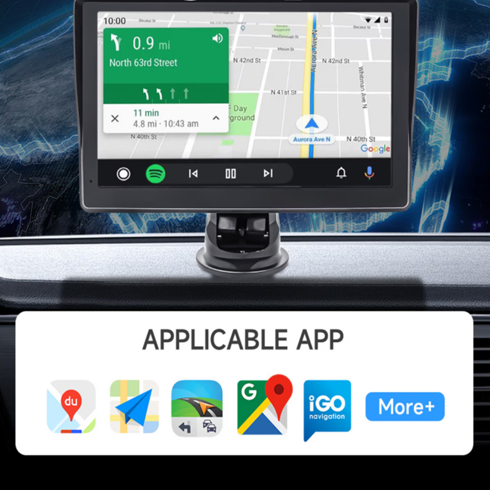 Autós multimédiás navigációs rendszer – 7-os HD érintőképernyő, CarPlay & Android Auto, Bluetooth 5.4, FMAUX, TF kártyahely SD7299 (THM)4