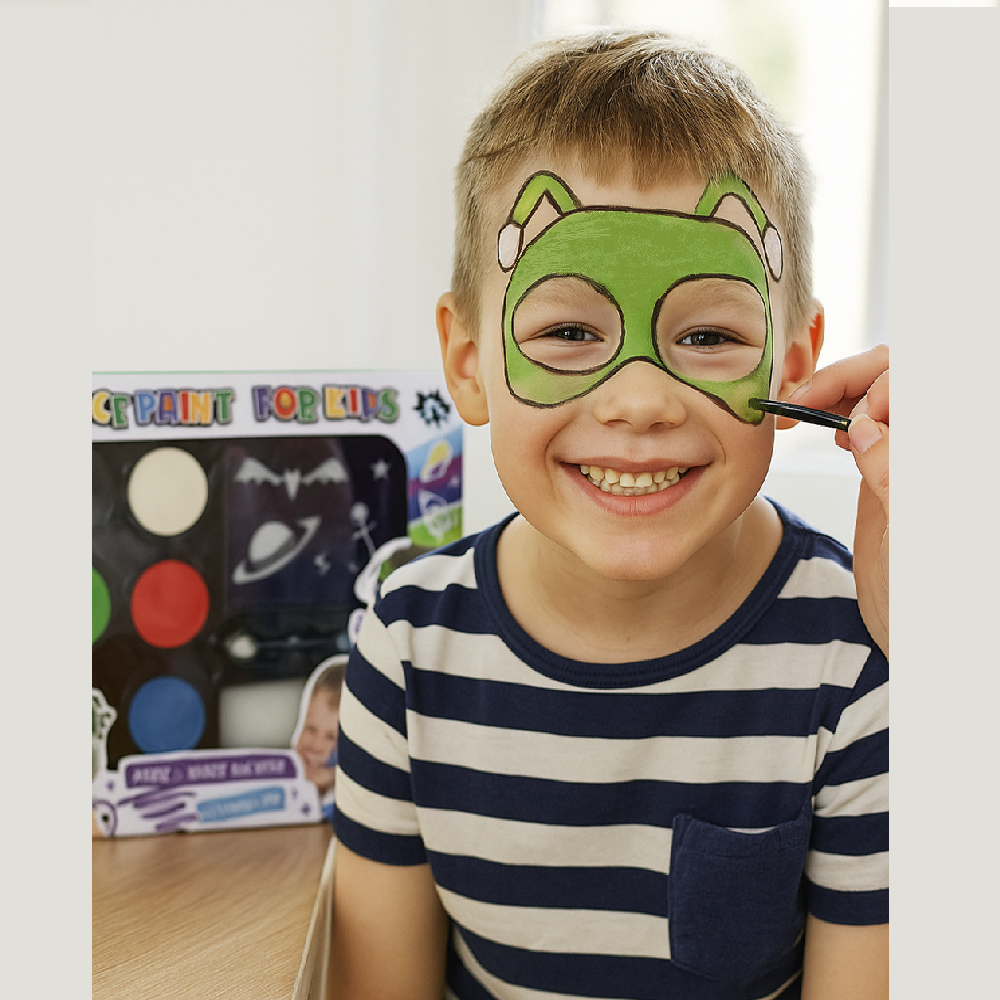 Gyerek kreatív arcfestő készlet – 6 élénk szín + sablonok a tökéletes játékhoz J-4012 (BBJ)55737