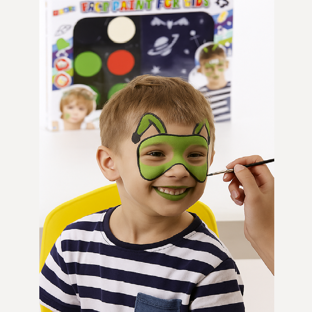 Gyerek kreatív arcfestő készlet – 6 élénk szín + sablonok a tökéletes játékhoz J-4012 (BBJ)557722