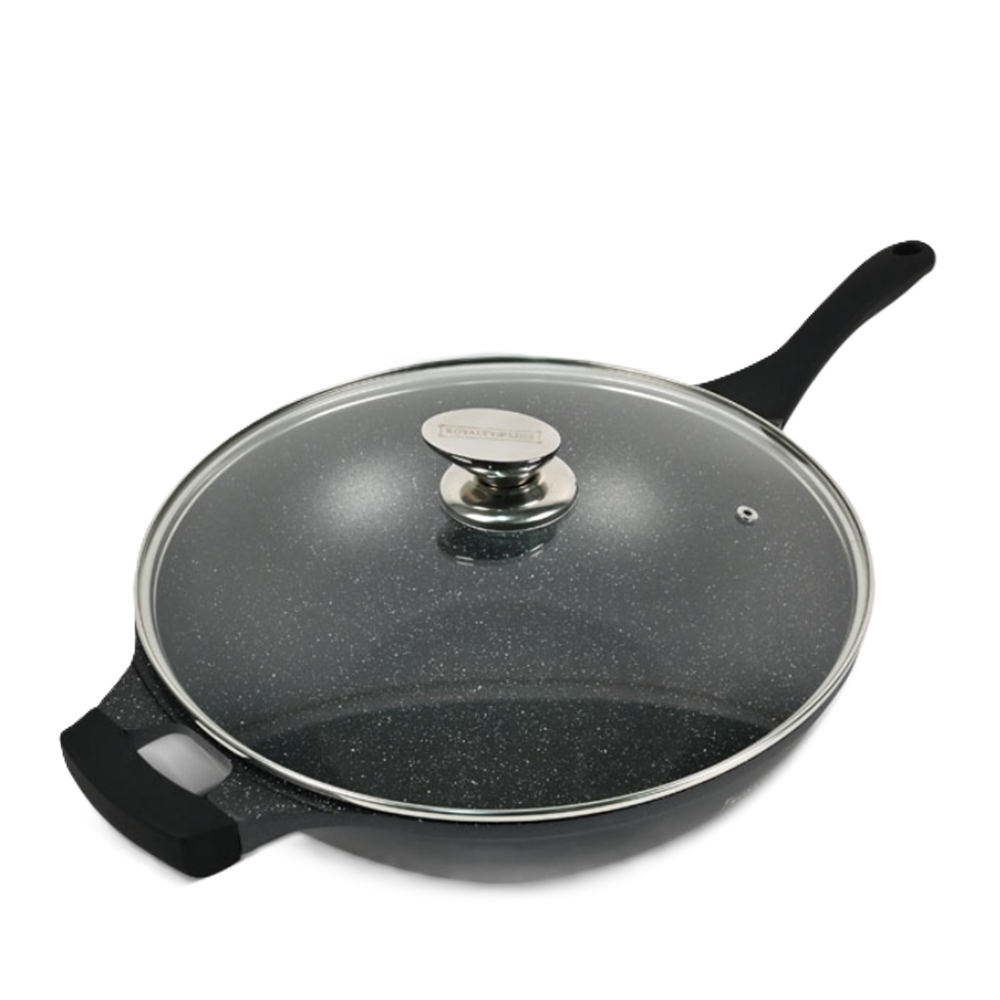 Royalty Line indukciós wok – 32 cm átmérő, 5,9L kapacitás, üvegfedővel és tapadásmentes felülettel (BBA)4