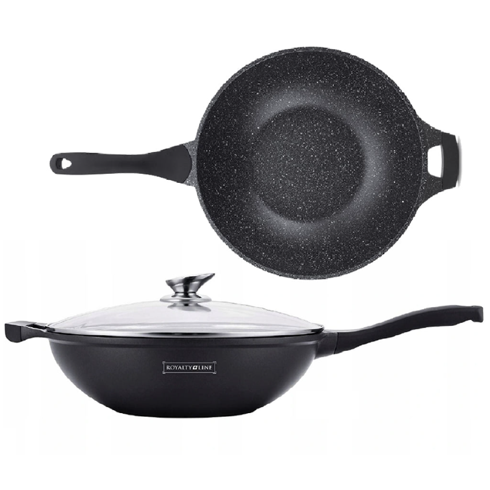 Royalty Line indukciós wok – 32 cm átmérő, 5,9L kapacitás, üvegfedővel és tapadásmentes felülettel (BBA)6