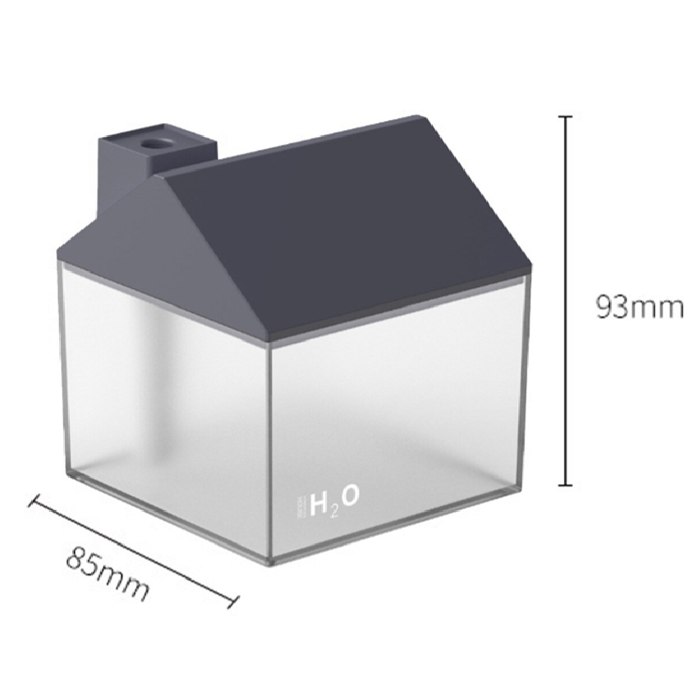 Házikó alakú ultrahangos párologtató diffúzor – LED világítással, halk működésű párásító otthonra és irodába 250 ml – fekete (BLLV)5