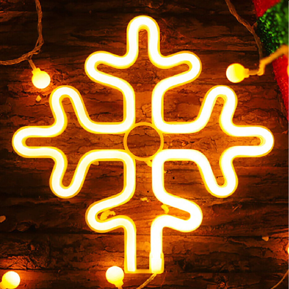 Karácsonyi LED neon dekoráció – hópehely vagy rénszarvas forma, 24×27 cm hangulatos fénydekor beltérre és ablakba (BLLV)4