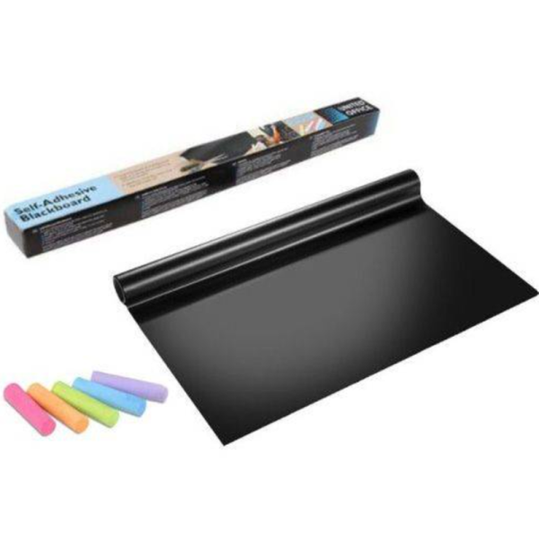 Krétával írható öntapadós falfólia – 200×45 cm táblafólia tekercs 5 db ajándék krétával, könnyen tisztítható krétatábla matrica gyerekeknek és irodába (BLLV)
