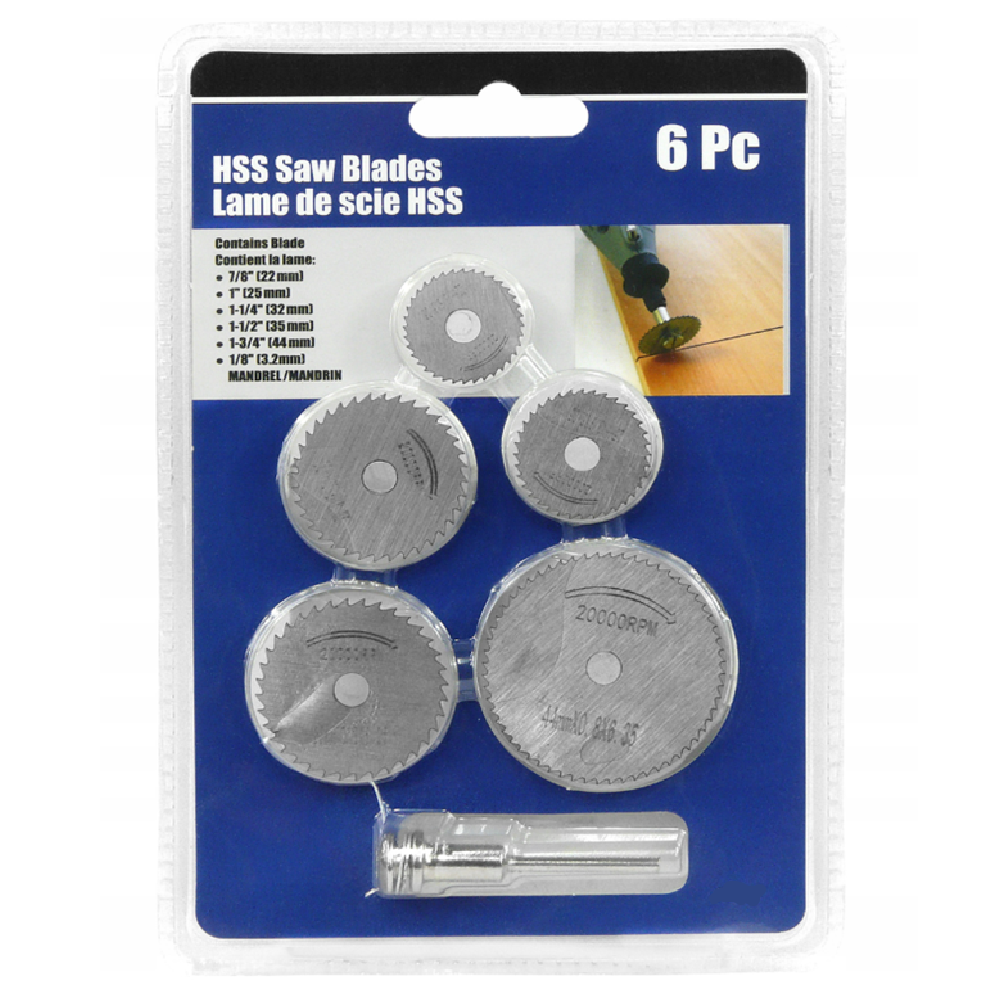 6 db-os, fúrógépre csatlakoztatható mini vágókorong készlet fémhez, fához, műanyaghoz – 22, 25, 32, 35 és 44 mm-es fűrésztárcsákkal (BBKM) (BBD)4