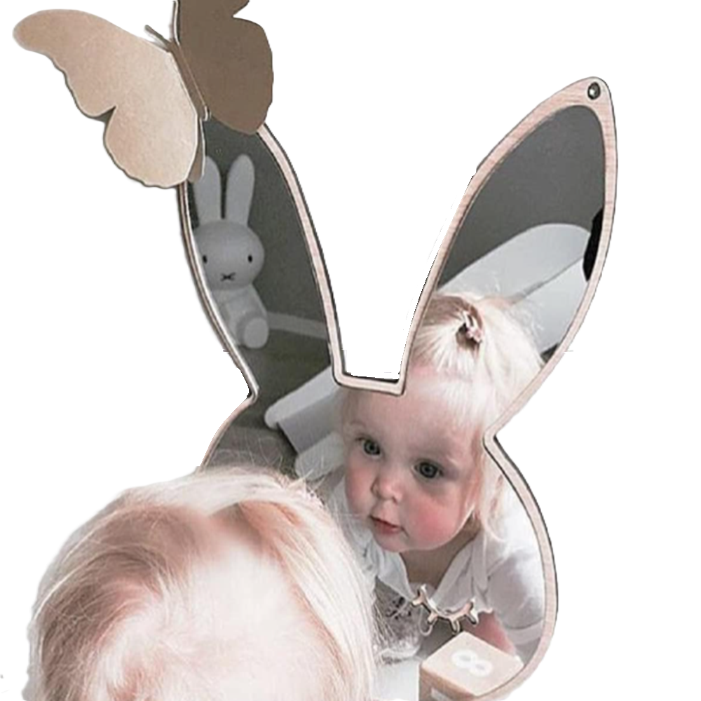 Nyuszi formájú gyerekszoba fali tükör – aranyos dekoráció babaszobába és gyerekszobába (BLLV)4