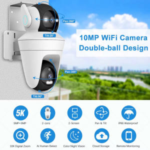 Dupla kamerás intelligens PTZ WiFi biztonsági kamera otthonra és irodába CH24-54 (BBV) - Image 3