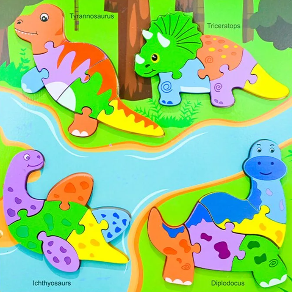 Fa állatos kirakó játék gyerekeknek készségfejlesztő fa puzzle 2 éves kortól 4 az 1-ben oktató kirakós (BBMJ) 2