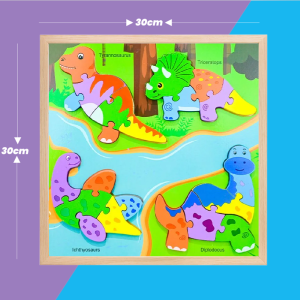 Fa állatos kirakó játék gyerekeknek készségfejlesztő fa puzzle 2 éves kortól 4 az 1-ben oktató kirakós (BBMJ) - Image 5