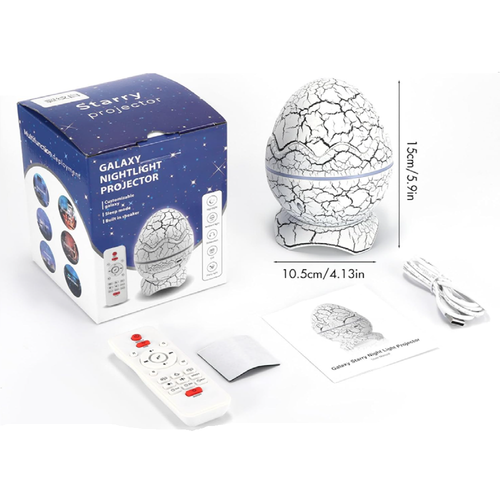 Galaxy fényprojektor bluetooth hangszóróval és fehér zajjal – LED csillag aurora dinoszaurusz tojás éjszakai fény gyerekszobába 9