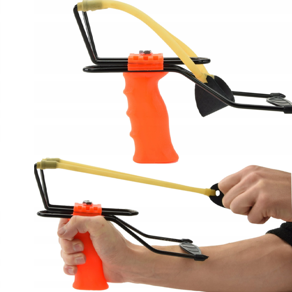 Kézi csúzli alkartámasszal – speciális kerettel, erős gumikkal (BBKM)(BBL)90