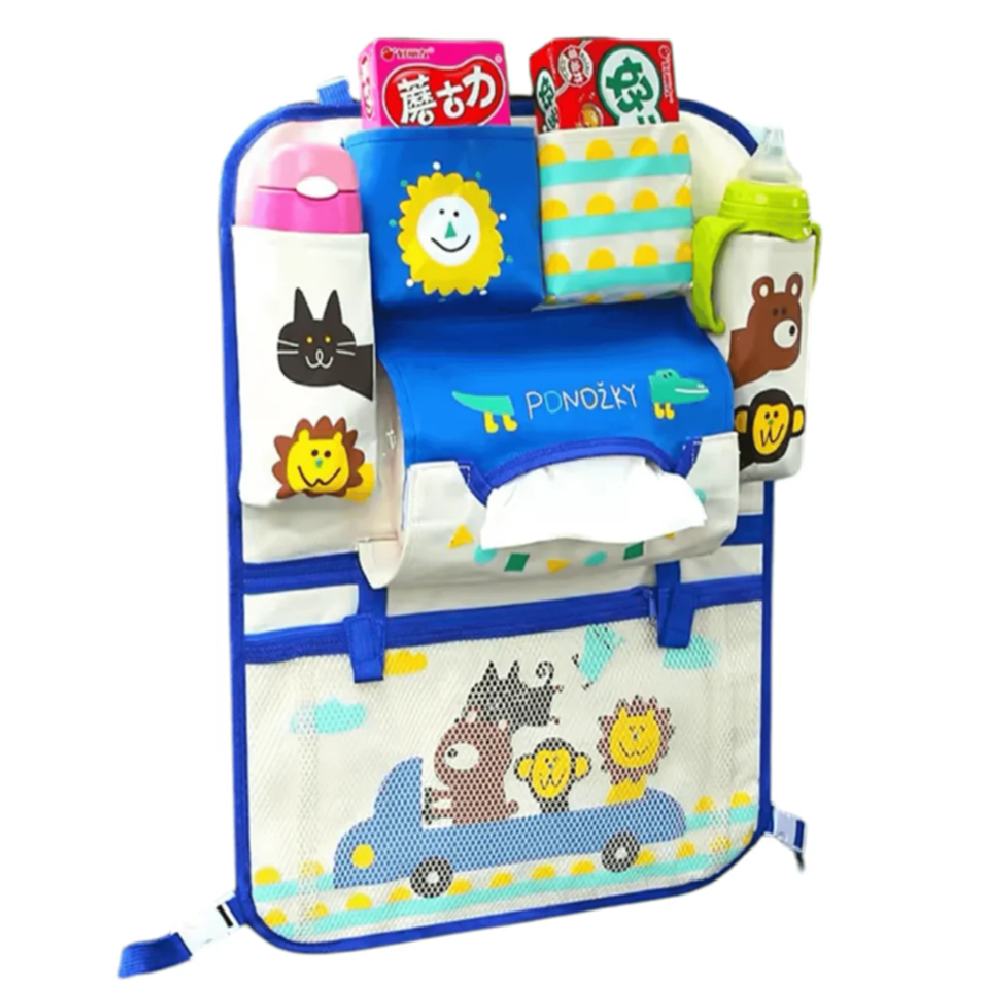 Mesés autóülés háttámla rendező tárolózsebekkel gyerekeknek – kék (BLLV)3