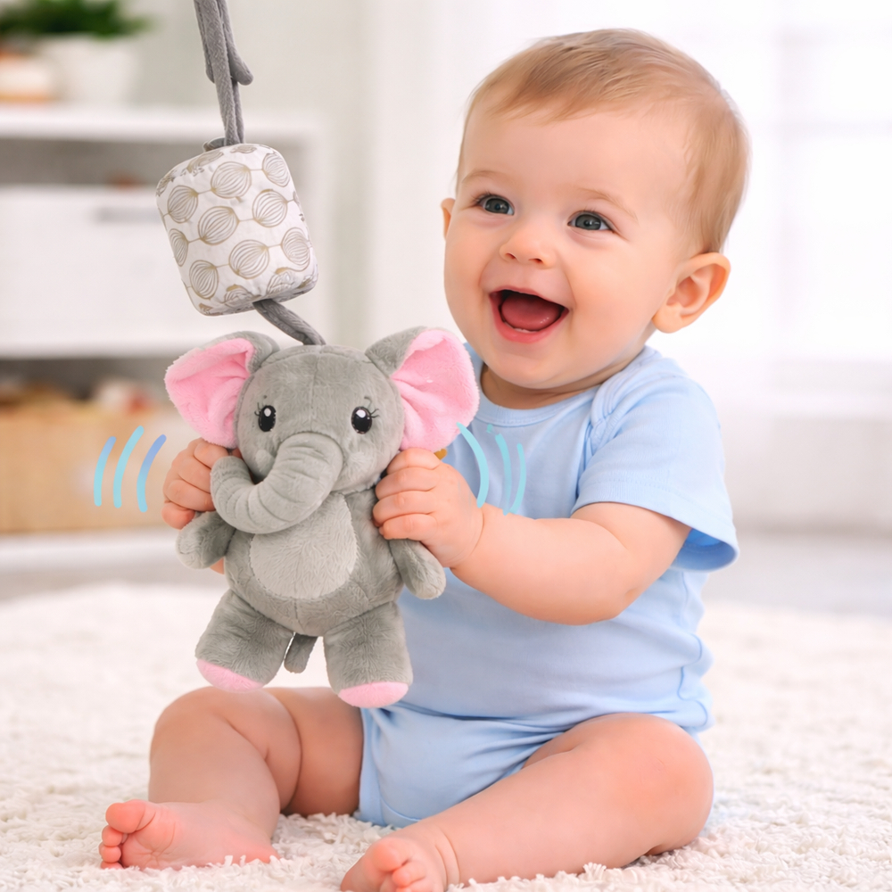 Muki csörgős plüss elefánt babajáték – puha bébi csörgő újszülötteknek 0+ hónaptól (BBMJ) 2
