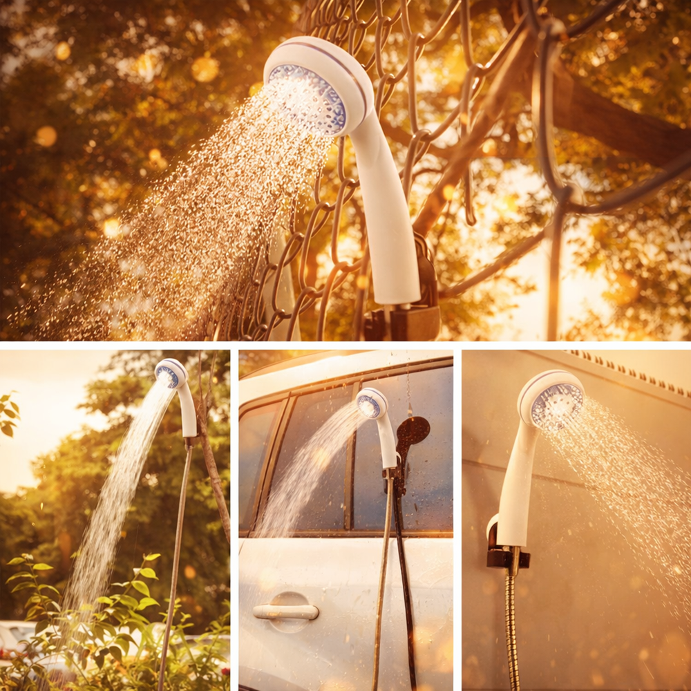 AquaTrail hordozható kemping zuhany – akkumulátoros elektromos kempingzuhany USB töltéssel, hordozható túra- és kemping zuhanyszett (BBV) 3