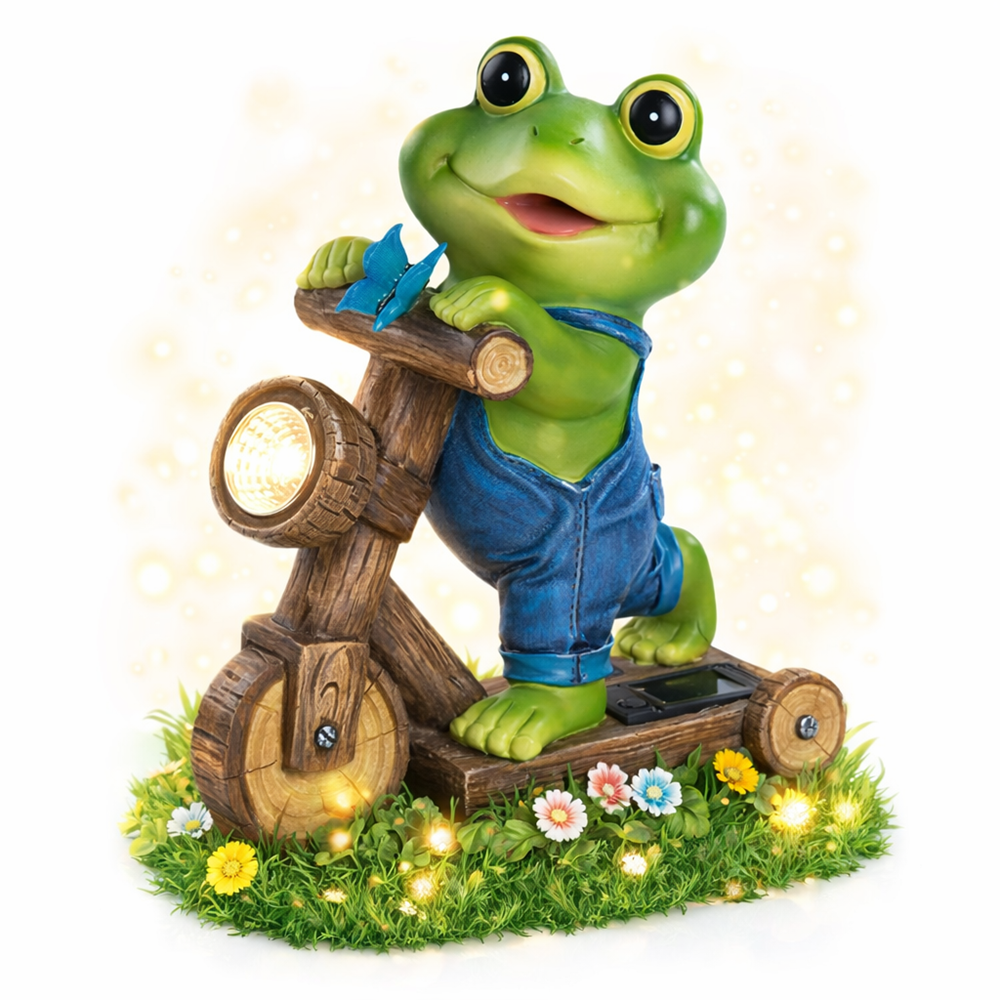 ChlinHuoho napelemes kerti béka lámpa – LED dekoráció, kültéri szolár kerti világítás (BBD) 1