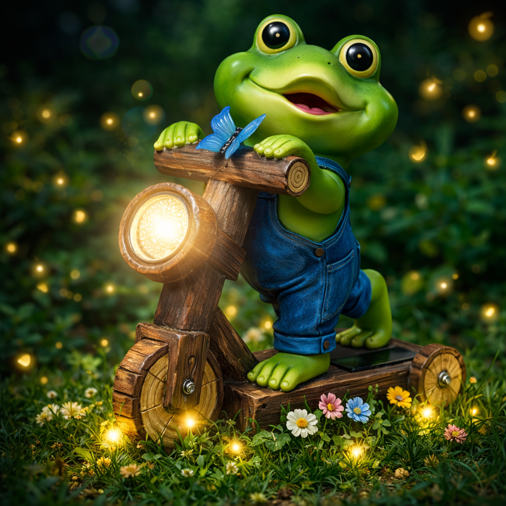 ChlinHuoho napelemes kerti béka lámpa – LED dekoráció, kültéri szolár kerti világítás (BBD) 3