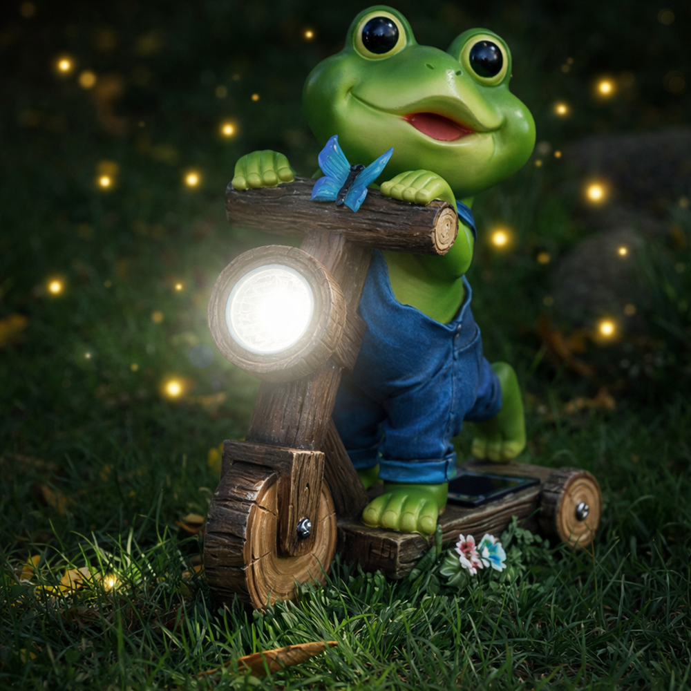 ChlinHuoho napelemes kerti béka lámpa – LED dekoráció, kültéri szolár kerti világítás (BBD) 4