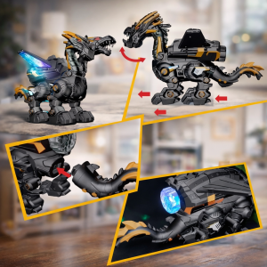 Cryptogon harci űrsárkány – kétfejű LED világító, hangos lépegető mechanikus robot játék (BBJ) - Image 4