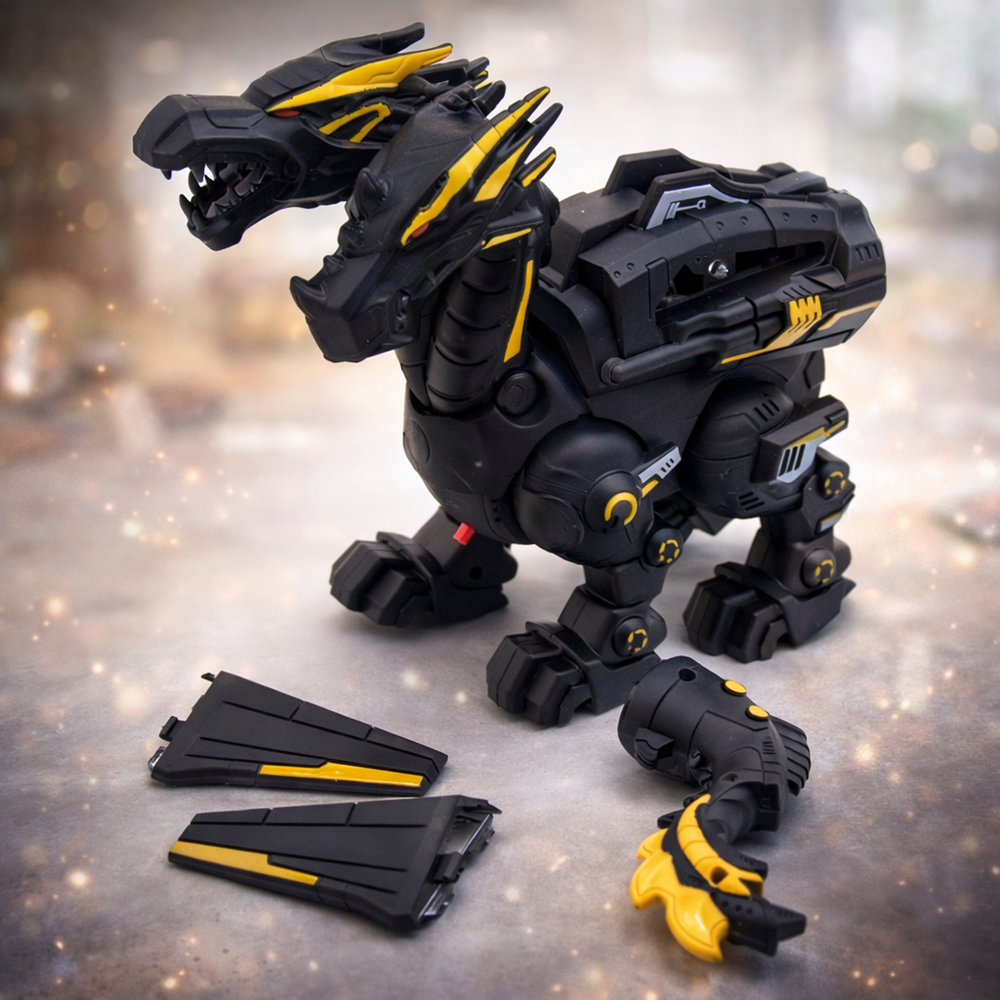 Cryptogon harci űrsárkány – kétfejű LED világító, hangos lépegető mechanikus robot játék (BBJ) 5