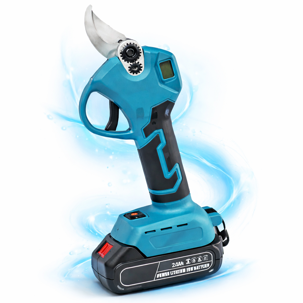 HAYAMI HA-1040 akkumulátoros ágvágó metszőolló – elektromos kerti metszőolló 2 akkumulátorral és hordtáskával, kék (FX) 1