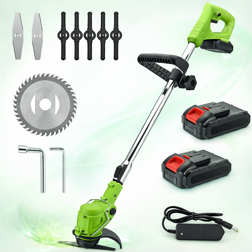 KIYOSHI 48V akkumulátoros szegélynyíró és fűkasza teleszkópos nyéllel – vezeték nélküli elektromos fűszegélyvágó kertbe (BBV) 4