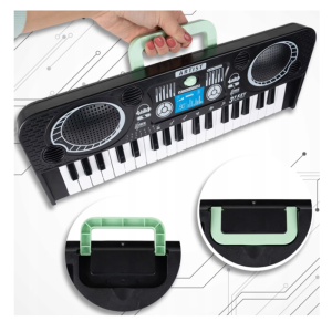 KeyVibe gyerek elektromos szintetizátor – zenei 37 billentyűs játék, hangerőszabályzó, demo dalok, fekete (BBJ) - Image 6