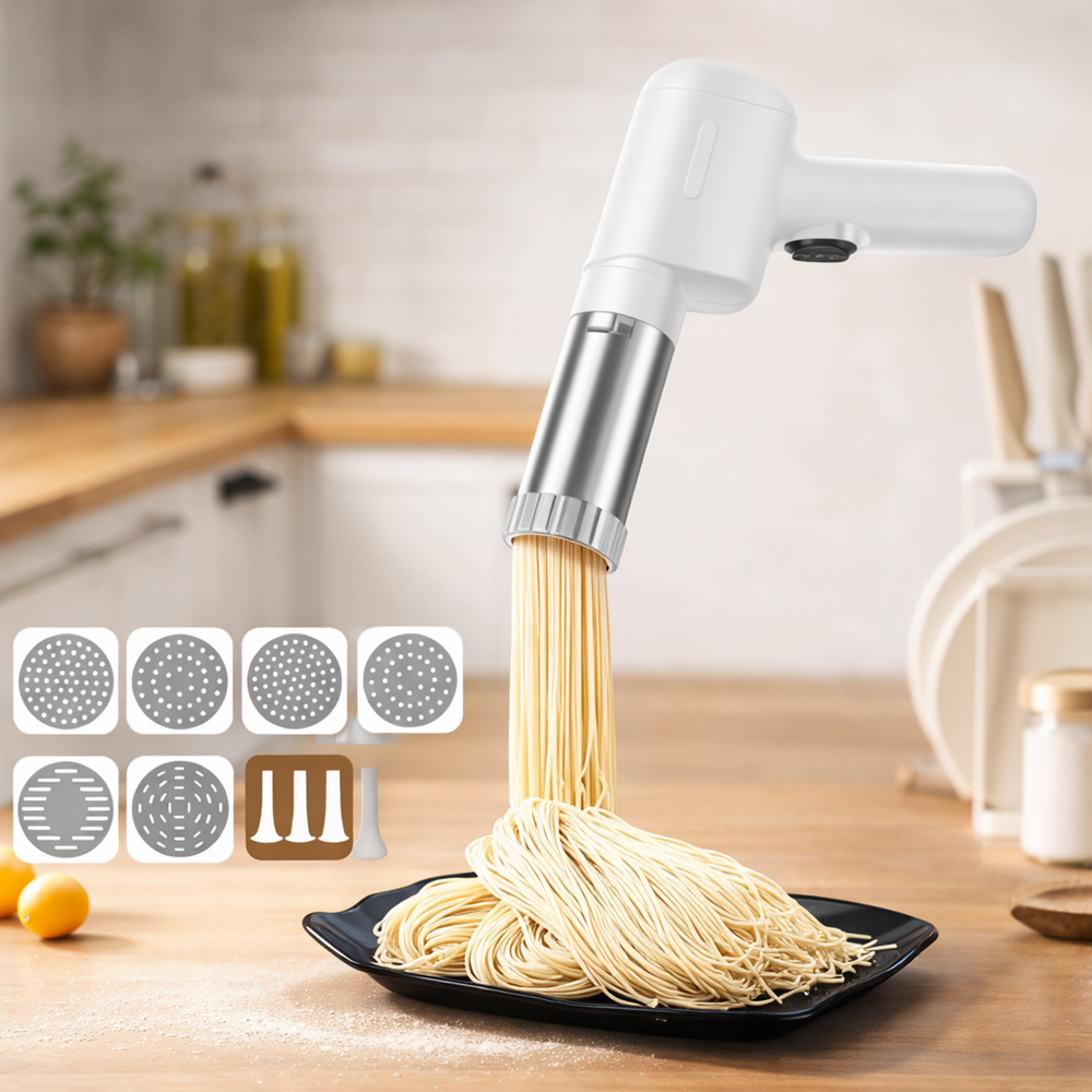 PastaMaster elektromos tésztakészítő – automata hordozható tésztanyomó gép 5 cserélhető tésztaformával 4