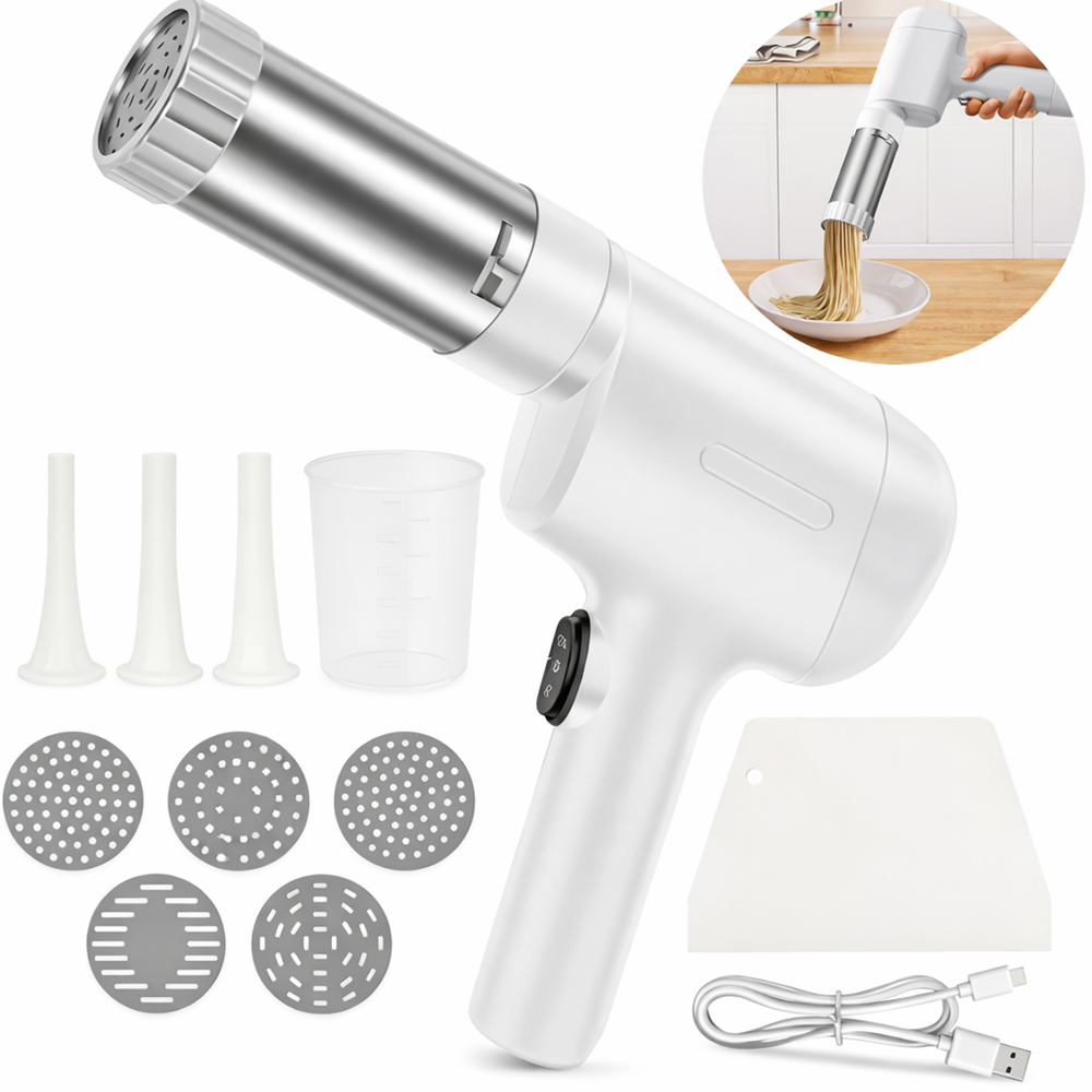 PastaMaster elektromos tésztakészítő – automata hordozható tésztanyomó gép 5 cserélhető tésztaformával 6