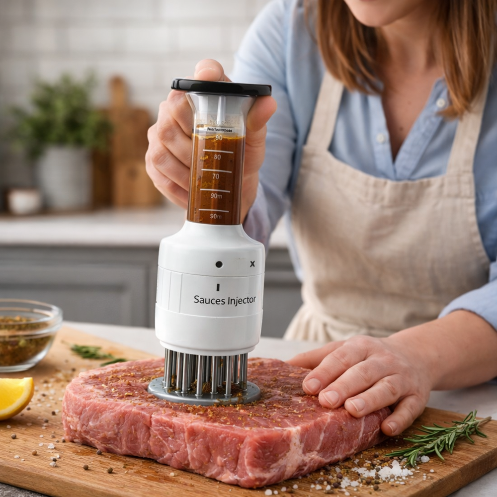 PerfectHome Fűszer és pác adagoló, rozsdamentes acélpengékkel – húspuhító injekciós pácoló (IT) 2
