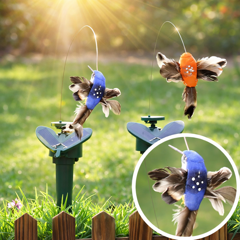 SolarBloom napelemes táncoló kolibri kerti dekoráció – mozgó napenergiás kerti dísz 40 cm 3