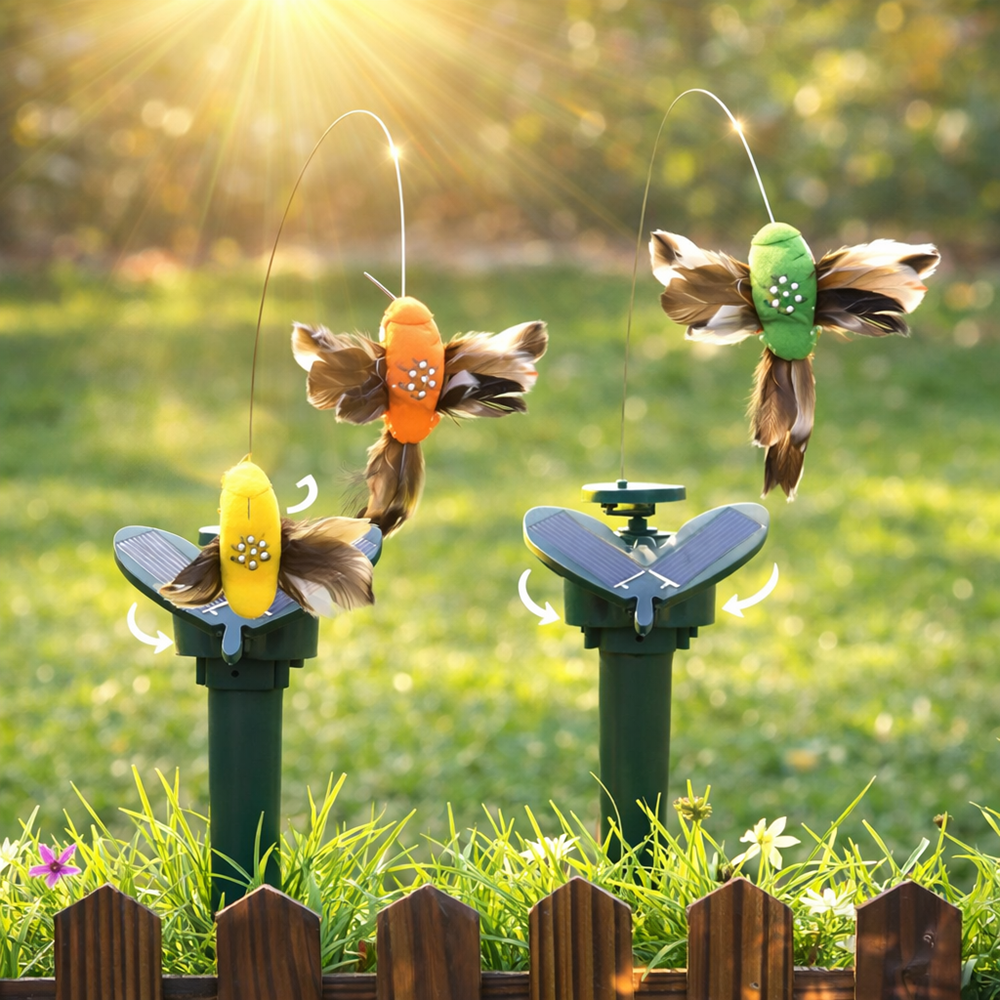 SolarBloom napelemes táncoló kolibri kerti dekoráció – mozgó napenergiás kerti dísz 40 cm 4