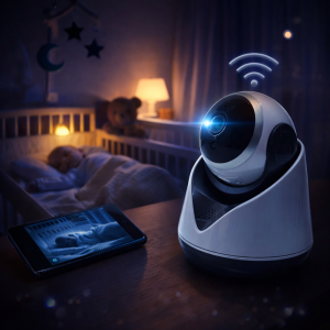 Veltrix okos babafigyelő és biztonsági kamera – WiFi-s HD vezeték nélküli mobilról vezérelhető megfigyelő kamera beltéri használatra (BBV) - Image 3