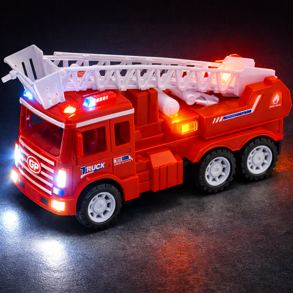 VörösKód szirénázó és világító tűzoltó autó – hatkerekű mentőjármű játék gyerekeknek (BBJ) 10