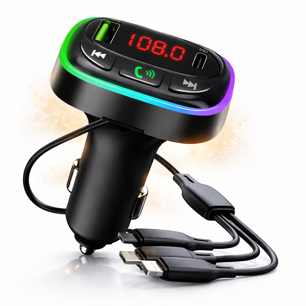 Xhua KOS-15 Bluetooth FM transzmitter autós töltő és kihangosító – MP3 lejátszó, USB, vezeték nélküli autós adapter 1