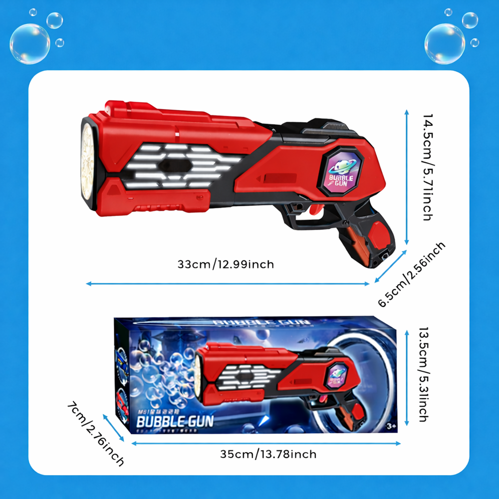 Aquablast automata buborékfújó gép gyerekeknek LED világítással és buborékfolyadékkal, piros (BBJ) 5