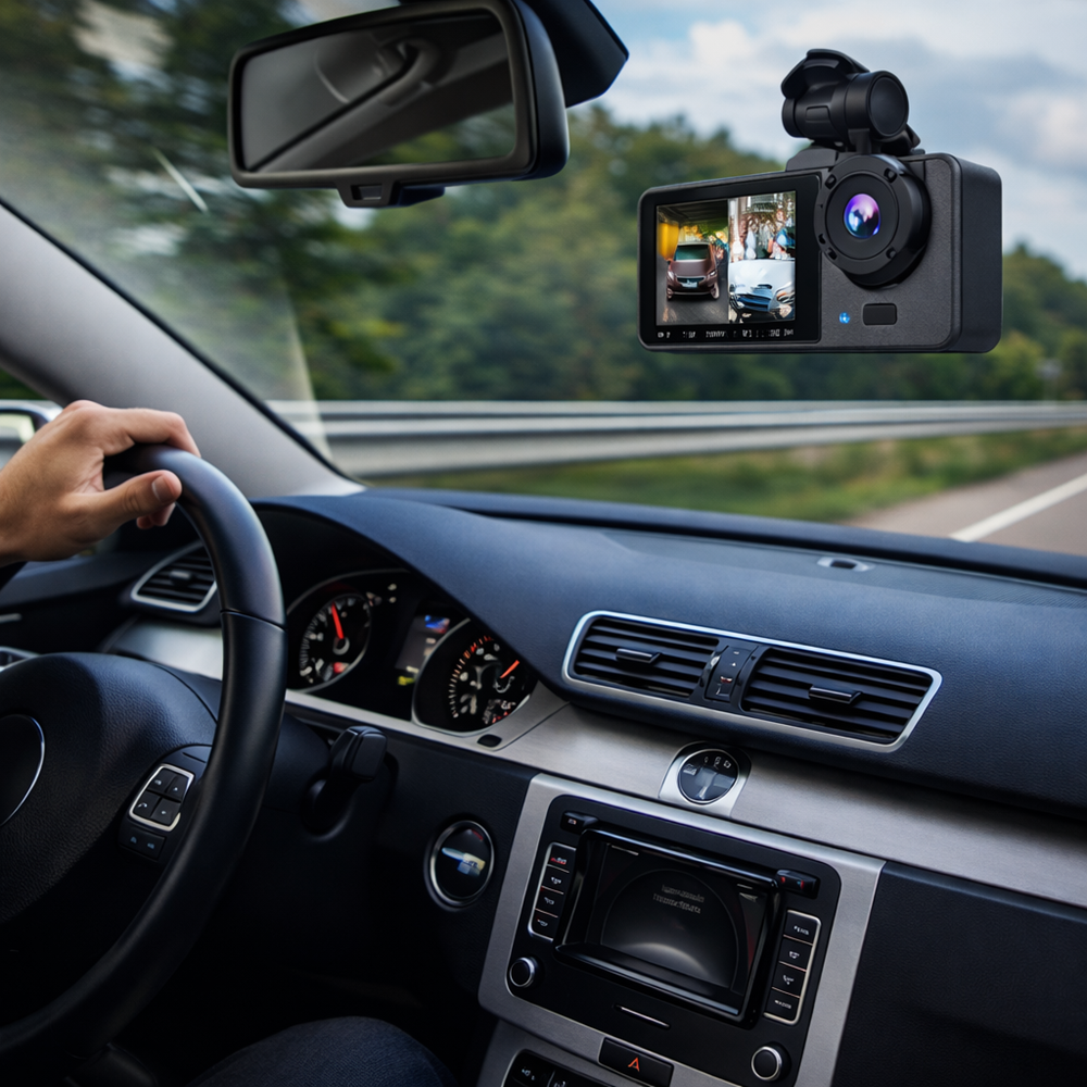 DriveGuard 3 kamerás autós menetrögzítő kamera – hurokrögzítéssel és éjjellátó móddal (BBD) 2