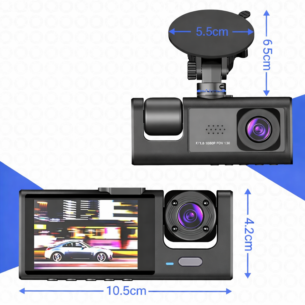 DriveGuard 3 kamerás autós menetrögzítő kamera – hurokrögzítéssel és éjjellátó móddal (BBD) 5