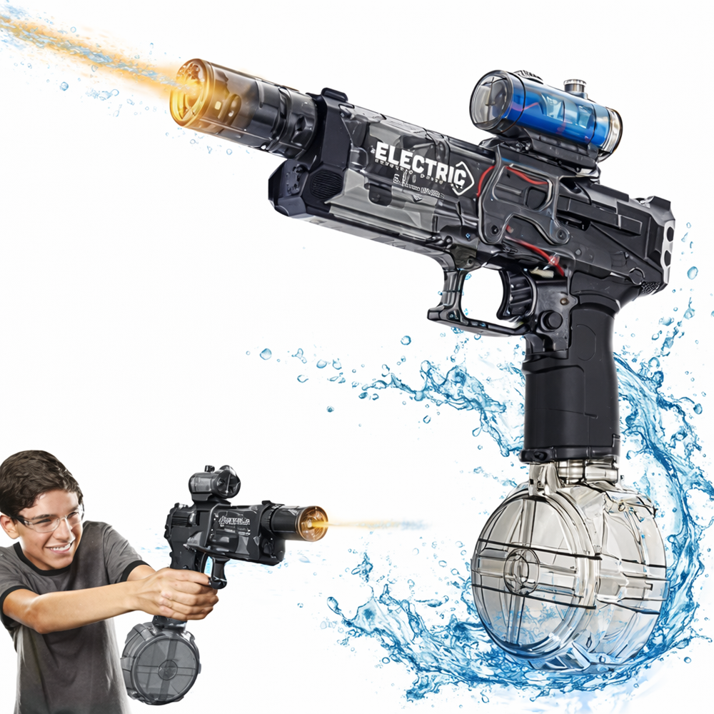 HydroStorm elektromos vízpisztoly – pisztoly formájú automata vízágyú nagy tartállyal, 10m hatótáv (BBJ) 1