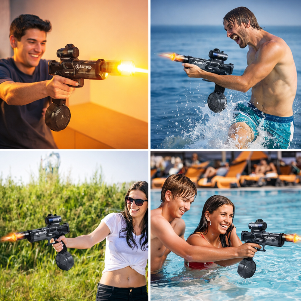 HydroStorm elektromos vízpisztoly – pisztoly formájú automata vízágyú nagy tartállyal, 10m hatótáv (BBJ) 3