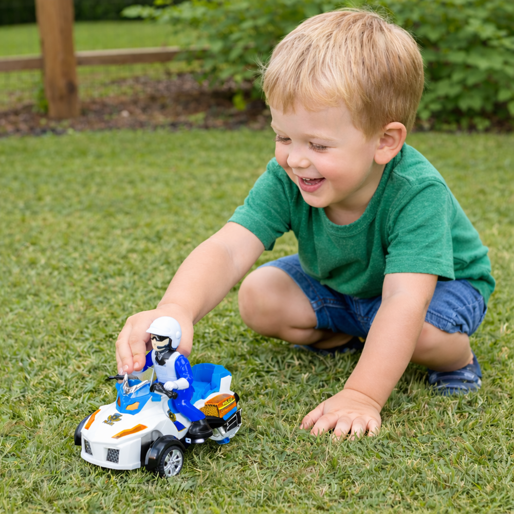PoliceRider akkumulátoros rendőr motor játék hanggal és fénnyel rendőr figurával gyerekeknek (BBJ) 2