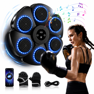 Bluetooth zenélő boxgép falra – LED reflexfejlesztő box tréner 9 ritmus móddal 40×40×6 cm (BBJ) - Image 8