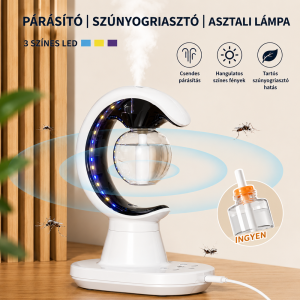 Hold alakú elektromos szúnyogirtó lámpa párásítóval és LED éjszakai fénnyel - fehér (BBM) - Image 3
