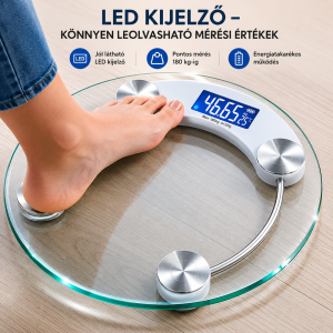 Kouvolsen KOS-17008 digitális személymérleg – LED kijelzős üveg testsúlymérő 180 kg (BBKM) - Image 5