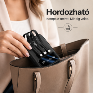 XNEN XN-458S powerbank 10000mAh – 65W szupergyors töltő beépített kábelekkel és digitális kijelzőve  (BBD)(THM) - Image 3