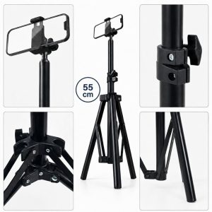 EZRA HL97-1 55 cm-es telefon tripod állvány – állítható mobiltelefon tartó fotózáshoz és videózáshoz (THM) - Image 5