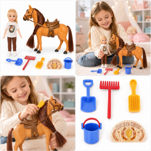 Horse Rider lovas baba játékszett lóval – lovaglós szerepjáték kiegészítőkkel (BBMJ) - Image 4